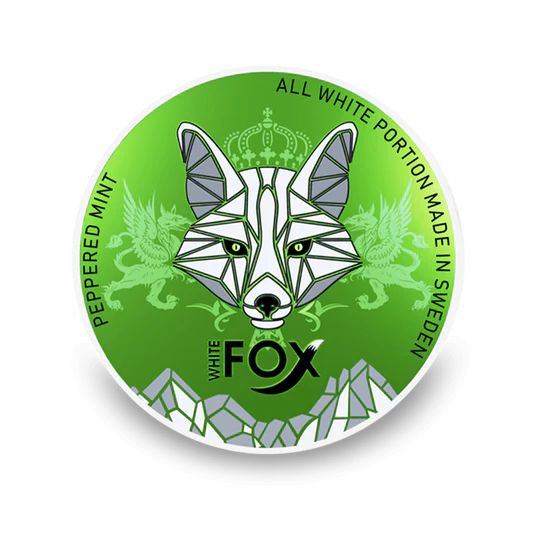 White Fox Peppered Mint All White Portion, aroma od peperminta, Jaka nikotinska snaga, iz Švedske